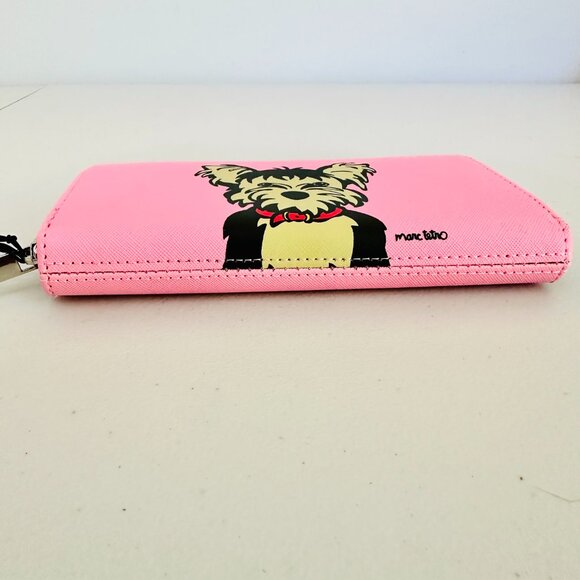 MARC TETRO FAUX LEATHER SHIH TZU DOG PUPPY PINK ZIP-AROUND LONG WALLET - Picture 5 of 9